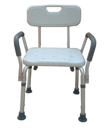 Bath Bench Adj Ht. w/Back-KD Remov. Padded Arms  (PMI) B731-1187B