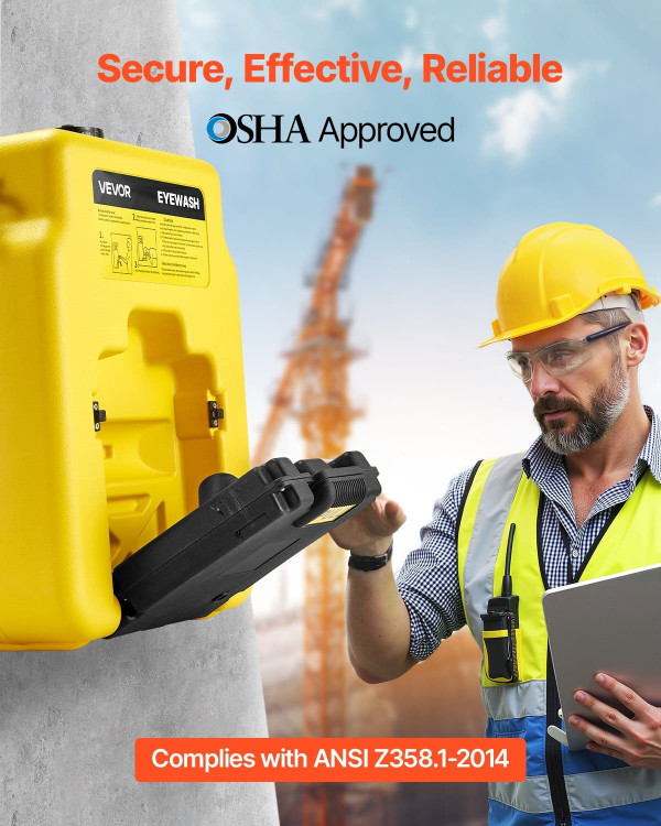 Portable Eye Wash Station 14 Gal, OSHA-Approved Eyewash Station Wall-Mounted/On Flat Surface, Emerg E415-BXSXYQ20241JMI5DG001V0