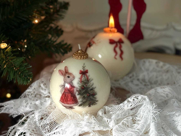 Bunny & Goose Christmas Ornament Candle: Unscented Holiday Decor H652-1015