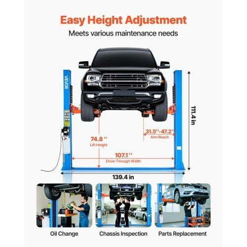 2 Post Lift, 9000 lbs Capacity, 220V 2.95 HP Powerful Motor, Two Post Car Lift Auto Hoist for Sedan E415-SZJSJ70INCHSHTARI001V7