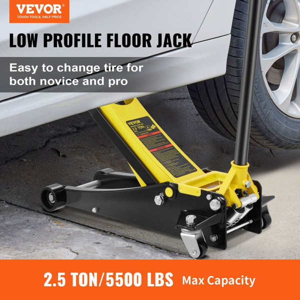 Floor Jack, 2.5 Ton Low Profile Floor Jack, Heavy-duty Steel Racing Floor Jack with Dual Pistons Qu E415-SGWSQJDTZS25TVDHJV0