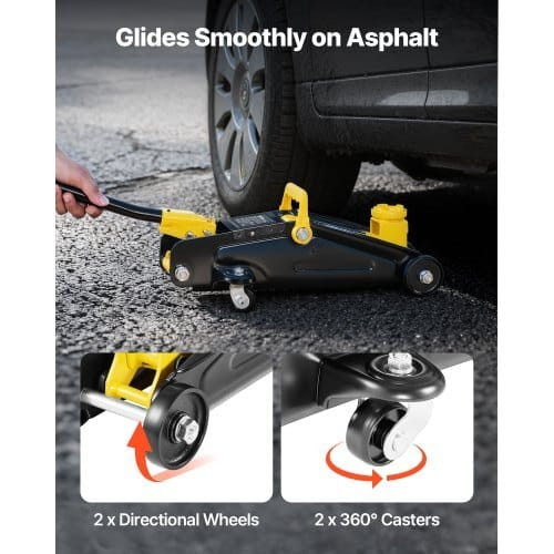 Low Profile Floor Jack, 2 Ton (4400 lbs) Capacity, Steel Racing Floor Jack with Stands, Single Pist E415-WSQJDTZ2TDDLL18CP001V0