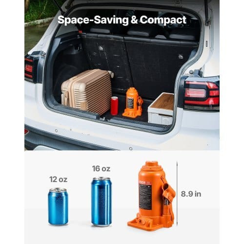 Hydraulic Bottle Jack, 20 Ton (44092 lbs) Capacity, 8.9-17.1 Inch Lifting Range, Heavy Duty Welded  E415-PSQJDCSSDS20AUFBY001V0