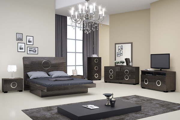 Four Piece Gray Solid Wood Bedroom Set With Mirror N270-343930