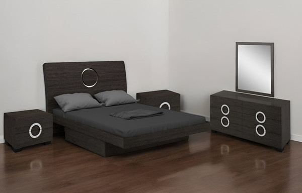 Four Piece Gray Solid Wood Bedroom Set With Mirror N270-343930