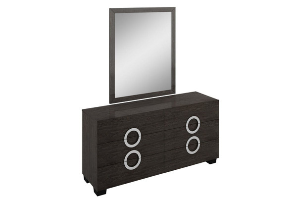 Four Piece Gray Solid Wood Bedroom Set With Mirror N270-343930