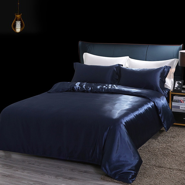Color: Purplish Blue, Size Specification: 1.5m - Four-piece Silky Sleep Bare Silk Quilt Cover Q119-CJCS237770518RI