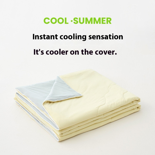 Pattern: Yellow And Gray, Size: 2.0m - Solid Color AB Version Summer Cool Feeling Thin Duvet Washab Q119-CJYD203048309IR