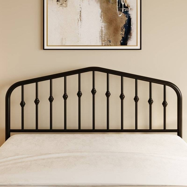 King Farmhouse Spindle Black Metal Platform Bed Frame with Headboard Footboard Q280-KGBIA56778