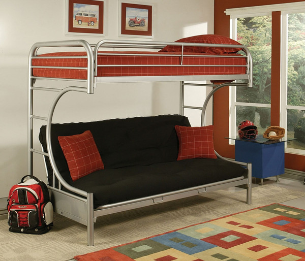78" X 41" X 65" Twin Over Full Silver Metal Tube Bunk Bed N270-285191