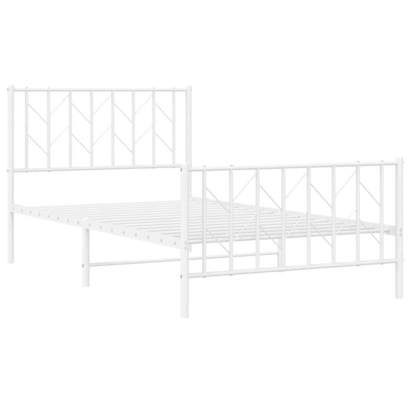 Bed Frame White Steel Single Bed Frame Rectangular Durable A949-374499