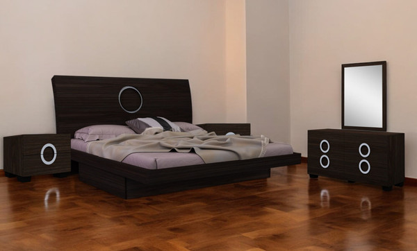 Four Piece Wood Brown Solid Wood Bedroom Set With Mirror N270-343982