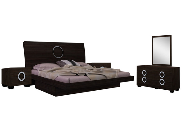 Four Piece Wood Brown Solid Wood Bedroom Set With Mirror N270-343982
