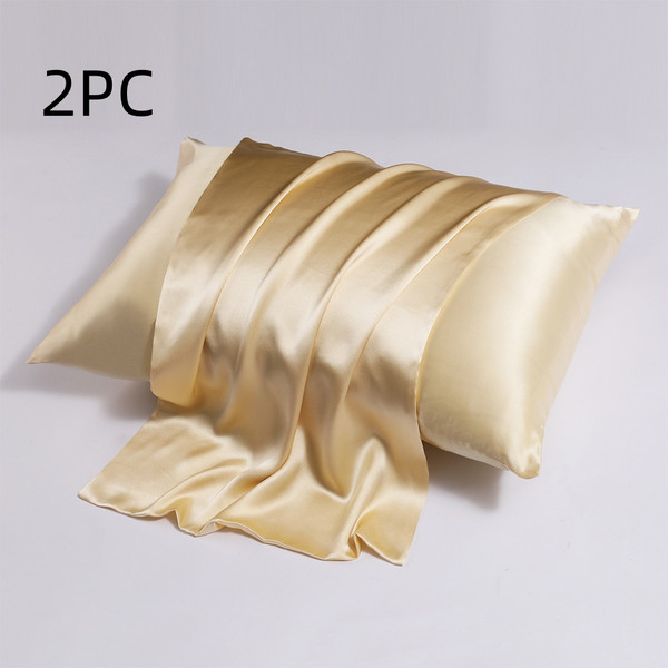 Color: Golden Champagne, Size: 51x91CM-2PC, style:  - Zipper Silk Double-sided Pillowcase Household Q119-CJCS247223305EV