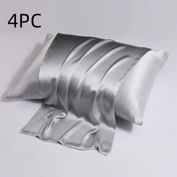 Color: Silver Gray, Size: 51x66CM-4PC, style:  - Zipper Silk Double-sided Pillowcase Household Q119-CJCS247223338LO