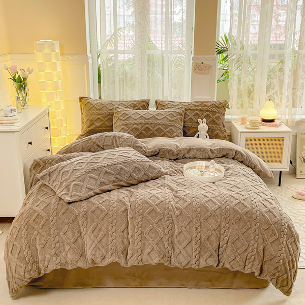 Pattern: Dark Coffee Color, Size Specification: 168X229cm - Solid Color Tafurong Quilt Cover Three- Q119-CJYD254325381CX