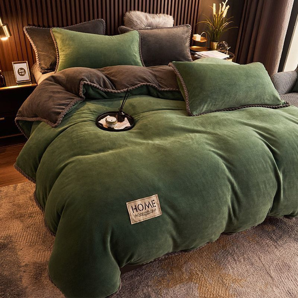 Pattern: Dark Green B Style, Size Specification: 180X220cm - Coral Fleece Plus Velvet Thick Duvet C Q119-CJYD255722769QJ