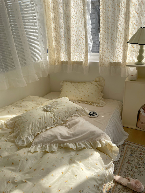 Color: Qianxun, style: Fitted sheet-1.5M 4Pcs set, Bedding Size:  - Fragmented Cotton Four Piece La Q119-CJCS183885850XC