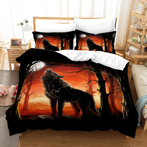 Pattern: Wolf 12, Size: 200?—230 - Bed Home Textile Wolf Digital Printed Three-piece Set Q119-CJYD206053546TG