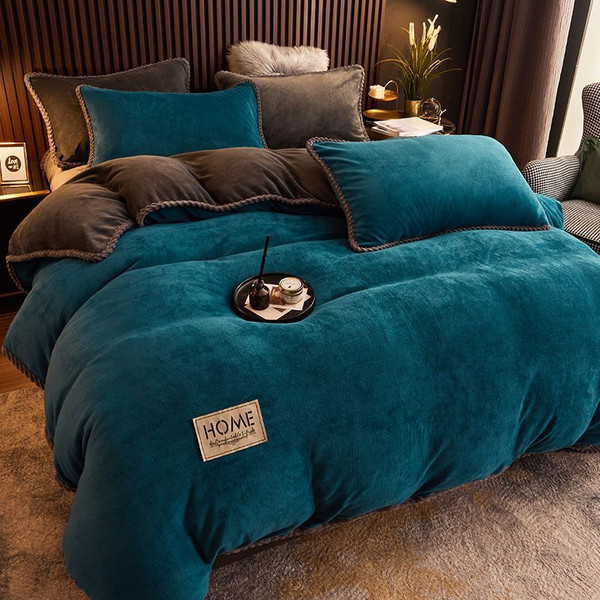 Pattern: Lake Blue B Style, Size Specification: 150X200cm - Coral Fleece Plus Velvet Thick Duvet Co Q119-CJYD255722762JQ