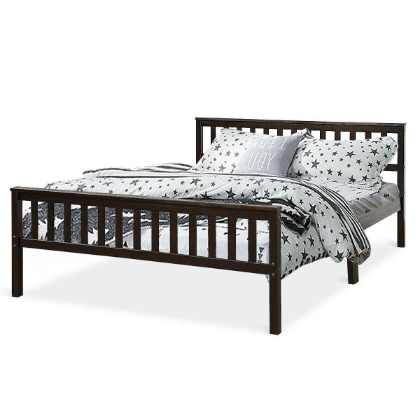 Queen Wood Platform Bed Frame with Headboard and Footboard in Espresso Q280-QSPBFEPW18462791