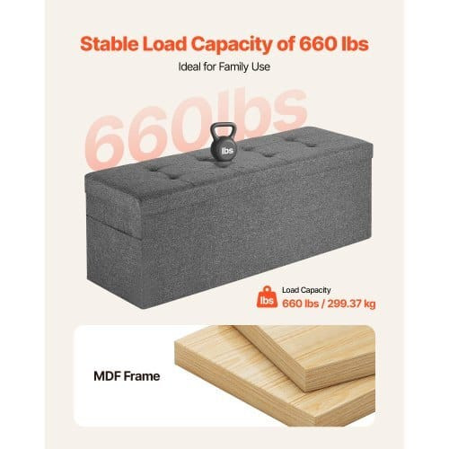 Foldable Storage Ottoman Bench, End of Bed Bench with Side Bags, Folding Upholstered Storage Chest  E415-BYWSZYKZDK40FW7EP001V0