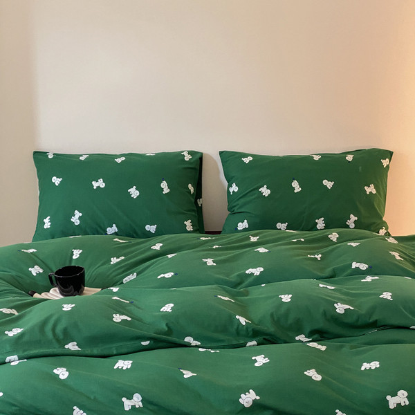 Pattern: Bichon, Size Specification: 1.8m4pcs - Cotton Household Knitted Printed Bed Four-piece Set Q119-CJCS255703555CX