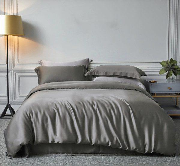 Color: Dark Grey, Bedding Size: 1.8m2m - Tencel Double-sided Pure Blue Fine Tencel Simple Silky Smo Q119-CJCS167758908HS