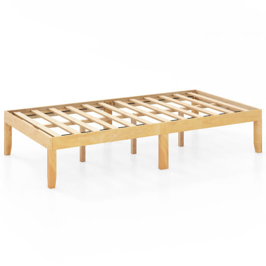14 Inch Twin Wood Platform Bed Frame with Wooden Slats Support-Natural - Color: Natural - Size: Twi D681-HU10802NA-T