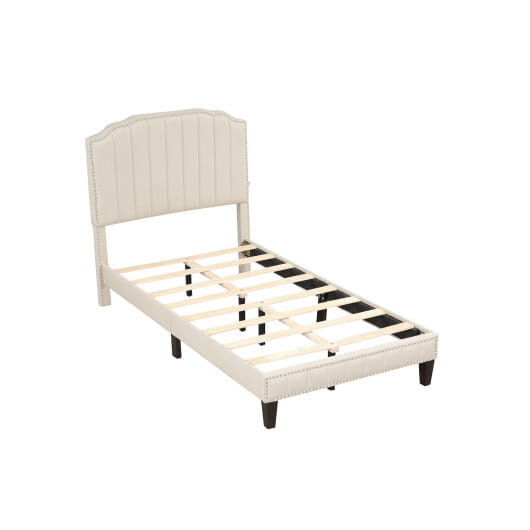 Heavy Duty Upholstered Bed Frame with Rivet Headboard-Full Size B593-HU10438BE