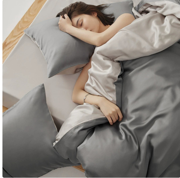 Color: Gloss gray, Please Input: 1.8m flat sheet 4pcs - Four-piece Set Light Luxury Summer High Sen Q119-CJYD231655316PK
