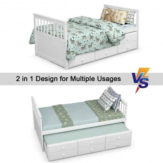 Twin Captain's Bed with Trundle and 3 Storage Drawers-White B593-HW67134+