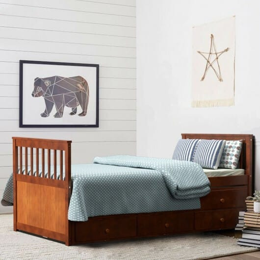 Twin Captain's Bed with Trundle and 3 Storage Drawers-White B593-HW67134+