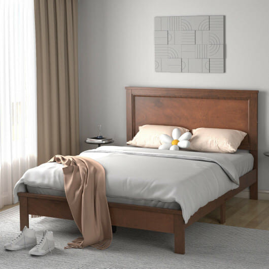 Full Size Platform Slat Bed Frame with High Headboard-Black B593-HU10440-F