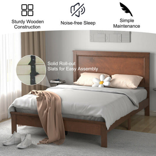 Full Size Platform Slat Bed Frame with High Headboard-Black B593-HU10440-F