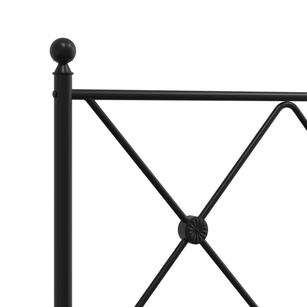 Bed Frame Black Powder-Coated Steel Double Bed Bed Frame A949-376508