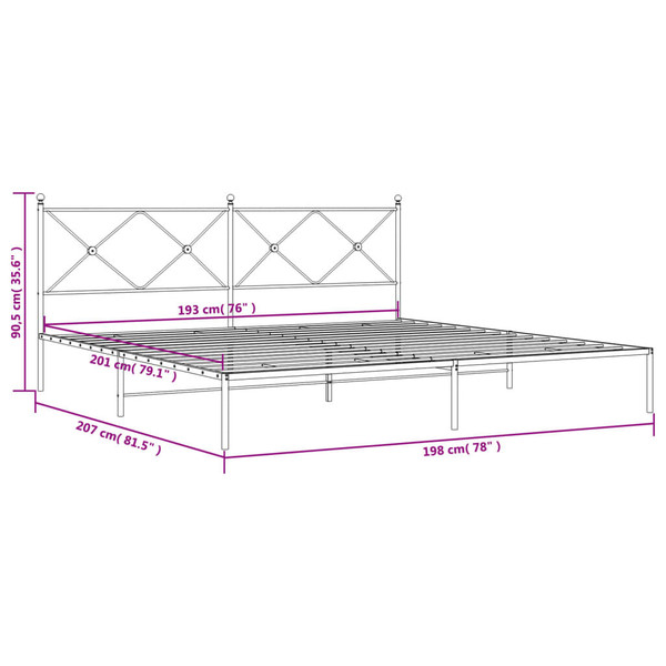 Bed Frame Black Powder-Coated Steel Double Bed Bed Frame A949-376508