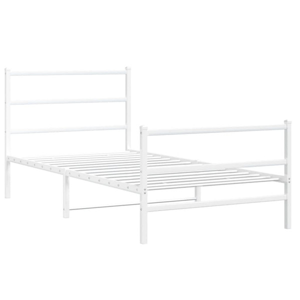 Bed Frame White Steel Twin Bed Frame Rectangular Modern A949-355427