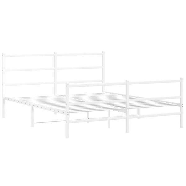  Bed Frame White Powder-Coated Steel 59 x 79 in King Size Modern A949-355434