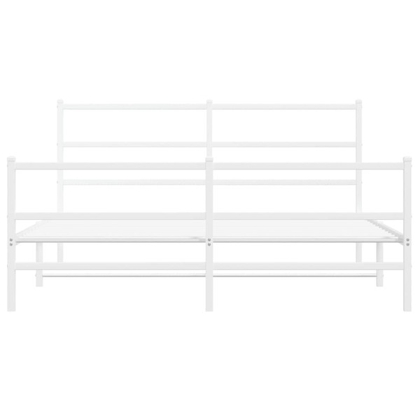  Bed Frame White Powder-Coated Steel 59 x 79 in King Size Modern A949-355434