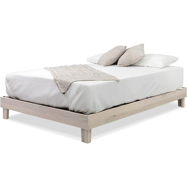 King size Solid Wood Heavy Duty Platform Bed Frame in Off-White - Made In USA Q280-AMIKN6749