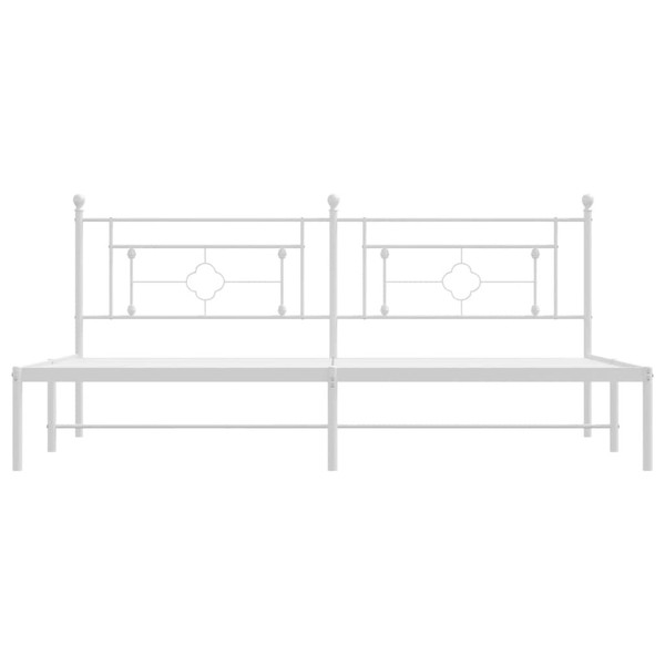  Bed Frame White Powder-Coated Steel Double Bed Frame A949-374394