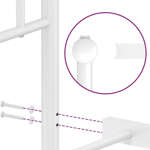  Bed Frame White Powder-Coated Steel Double Bed Frame A949-374394