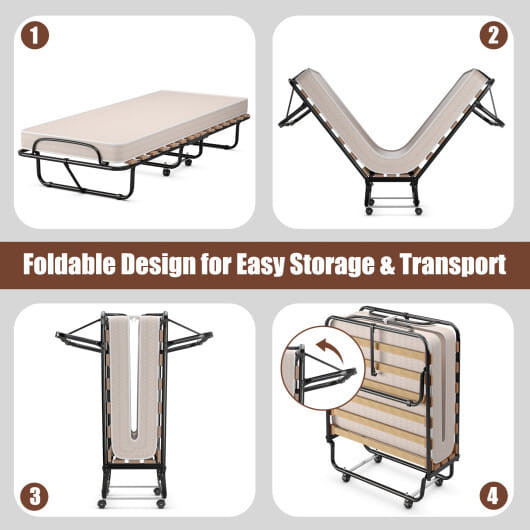 75 x 31.5 Inch Folding Guest Bed with Memory Foam Mattress for Adult B593-HW69255