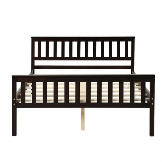Full Size Wood Platform Bed with Headboard - Color: Espresso - Size: Full Size D681-HU10028