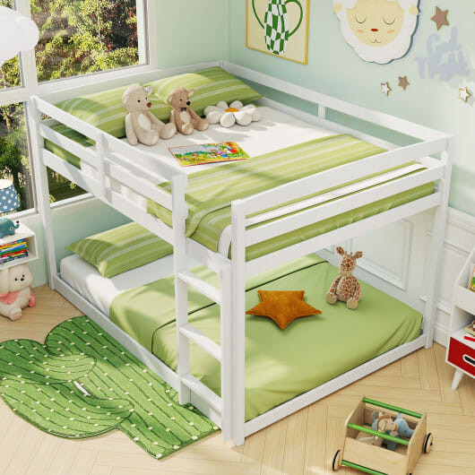 Full Over Full Bunk Bed Low-to-ground Bunk Bed-Gray B593-HU11196