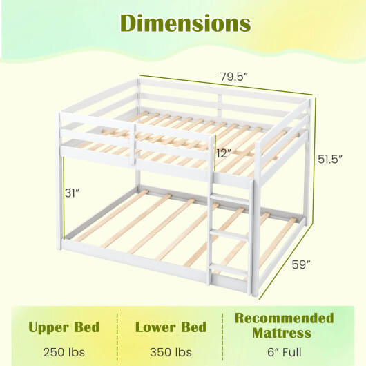 Full Over Full Bunk Bed Low-to-ground Bunk Bed-Gray B593-HU11196