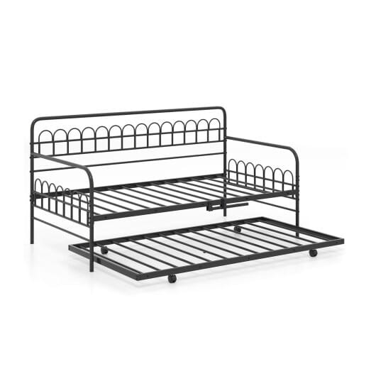 Twin Daybed with Curved Backrest and Armrests-Black B593-HU11109