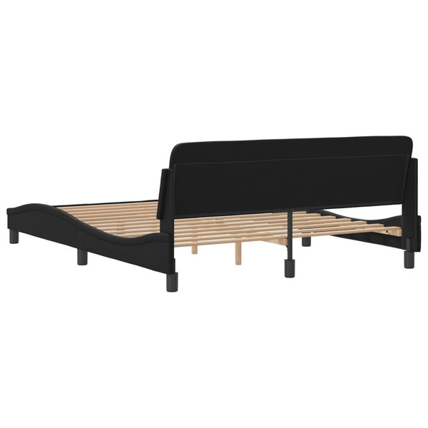  Bed Frame Black Faux leather, metal, solid pine wood, plywood Queen A949-373294