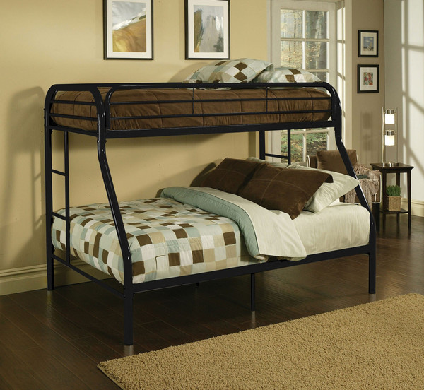 Black Twin Over Full Contemporary Metal Bunk Bed N270-286573